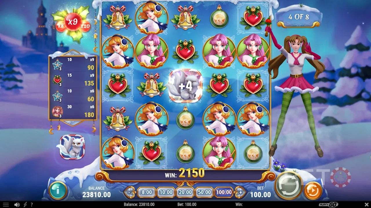 Cuadrícula de juego 5x5 en Moon Princess Christmas Kingdom