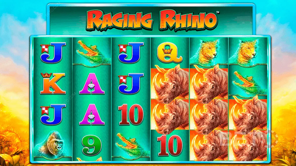 Conseguir combos ganadores en los rodillos de Raging Rhino